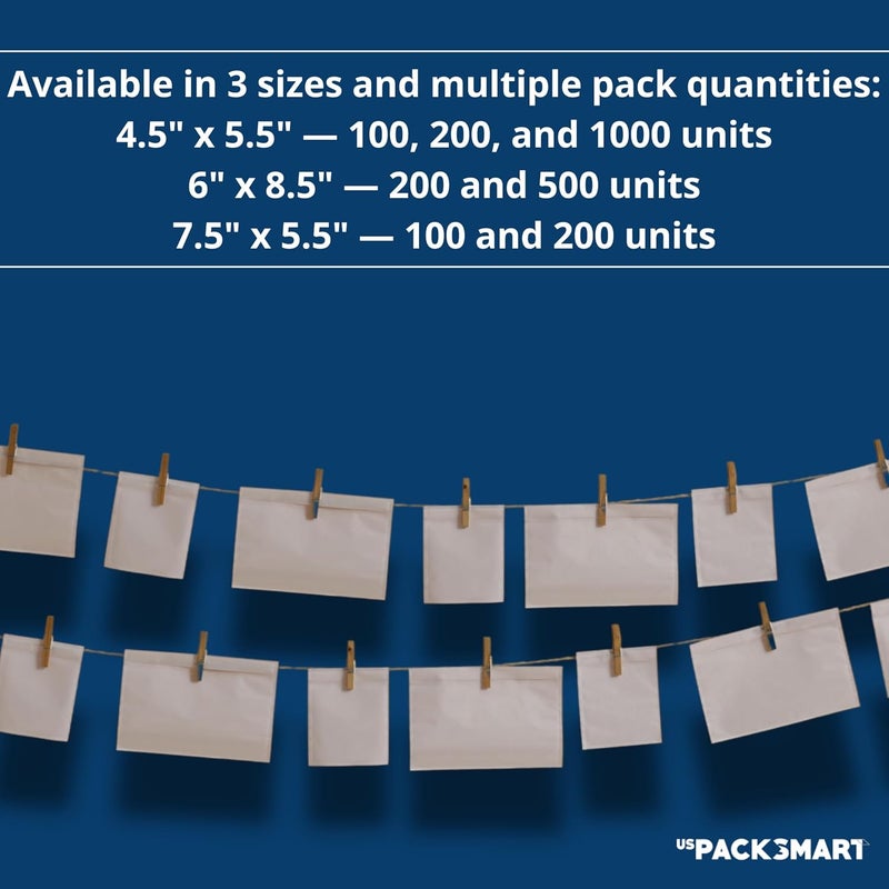 US PACK SMART 500 Units, 4.5"x5.5" Clear Packing List Shipping Label Envelopes - Heavy Duty Adhesive, Ideal for Labels, Invoices & Documents - Image 3